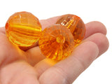 8 22mm Clear Orange Faceted Round Beads Acrylic Round Beads Plastic Ball Beads Jewelry Making Beading Supplies Chunky Large Loose Beads