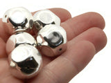 6 17mm Silver Faceted Round Beads Vintage Silver Plated Plastic Beads Jewelry Making Beading Supplies Shiny Metal Focal Beads