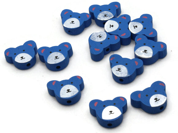 12 15mm Blue Wooden Teddy Bear Beads Animal Beads Wood Beads Toy Beads Cute Beads Multicolor Beads Novelty Beads to String
