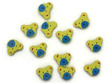 12 15mm Yellow and Blue Wooden Teddy Bear Beads Animal Beads Wood Beads Toy Beads Cute Beads Multicolor Beads Novelty Beads to String