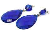 2 64mm Clear Blue Vintage Plastic Drop Teardrop Pendant Chandelier Dangle Jewelry Making Beading Supplies