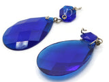 2 64mm Clear Blue Vintage Plastic Drop Teardrop Pendant Chandelier Dangle Jewelry Making Beading Supplies