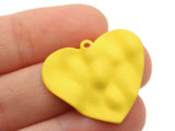 28mm Yellow Heart Pendants Painted Metal Heart Charms Bumpy Love Hearts Jewelry Making Beading Supplies Smileyboy
