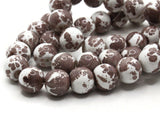 40 10mm Brown and White Splatter Paint Beads Smooth Round Beads Glass Beads Jewelry Making Beading Supplies Loose Beads to String