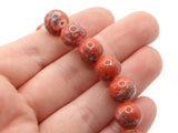 40 10mm Red with Pink & Blue Splatter Paint Beads Smooth Round Beads Glass Beads Jewelry Making Beading Supplies Loose Beads to String