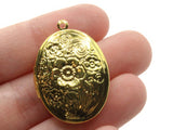 34mm Oval Flower Locket Gold Tone Brass Locket Charm Jewelry Making and Beading Supplies