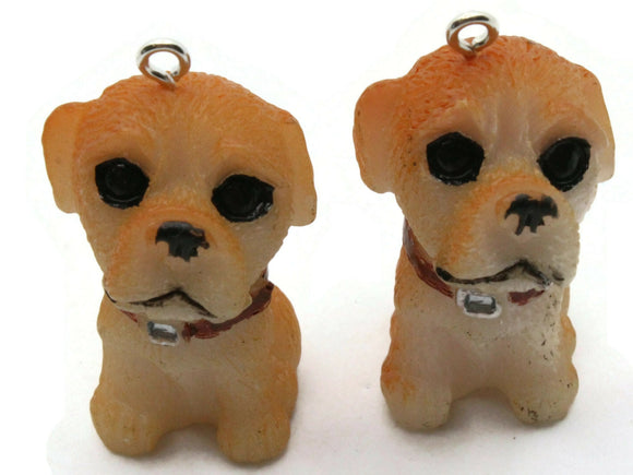2 37mm Golden Brown Dog Charms Puppy Resin Pendants Miniature Animal Charms Jewelry Making Beading Supplies kitsch charms Smileyboy