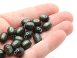 18 10mm Dark Green Oval Beads Vintage Moonglow Lucite Beads Jewelry Making Beading Supplies New Old Stock Beads Plastic Beads