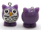 2 31mm Purple Owl Charms Resin Charms Bird Pendants Miniature Cute Charms Jewelry Making Beading Supplies kitsch charms Smileyboy