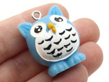 2 31mm Blue Owl Charms Resin Charms Bird Pendants Miniature Cute Charms Jewelry Making Beading Supplies kitsch charms Smileyboy