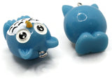 2 31mm Blue Owl Charms Resin Charms Bird Pendants Miniature Cute Charms Jewelry Making Beading Supplies kitsch charms Smileyboy