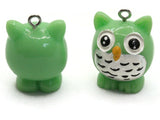 2 31mm Green Owl Charms Resin Charms Bird Pendants Miniature Cute Charms Jewelry Making Beading Supplies kitsch charms Smileyboy