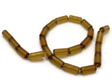 15mm Clear Brown Glass Tube Beads Transparent Beads Jewelry Making Beading Supplies 12.5 Inch Bead Strand Loose Beads
