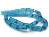 15mm Clear Sky Blue Glass Tube Beads Transparent Beads Jewelry Making Beading Supplies 12.5 Inch Bead Strand Loose Beads