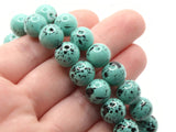 40 10mm Teal Green with Black Splatter Paint Beads Smooth Round Beads Glass Beads Jewelry Making Beading Supplies Loose Beads to String
