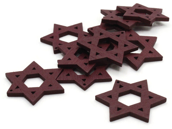 10 32mm Dark Brown Star of David Wood Pendant Wooden Beads Jewelry Making Beading Supplies Religious Charms Six Point Star Beads