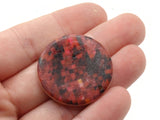 8 30mm Red and Black Pixilated Printed Wood Pendant Flat Round Wooden Beads Jewelry Making Beading Supplies