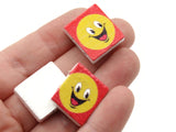 15 20mm Red and Yellow Beads Wooden Happy Face Beads Emoji Beads Wood Beads Two Hole Beads Multicolor Beads Novelty Beads to String