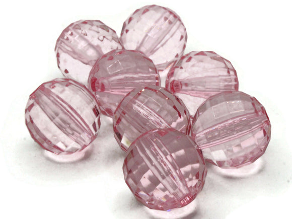 8 22mm Clear Light Pink Faceted Round Beads Acrylic Round Beads Plastic Ball Beads Jewelry Making Beading Supplies Chunky Loose Large Beads