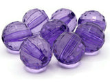 8 22mm Clear Purple Faceted Round Beads Acrylic Round Beads Plastic Ball Beads Jewelry Making Beading Supplies Chunky Loose Large Beads