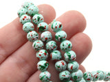 68 6mm Mint Green with Red and Green Splatter Paint Smooth Round Beads Glass Beads Jewelry Making Beading Supplies Loose Beads to String