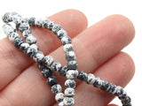 100 4mm White with Black Splatter Paint Beads Smooth Round Beads Glass Beads Jewelry Making Beading Supplies Loose Beads to String