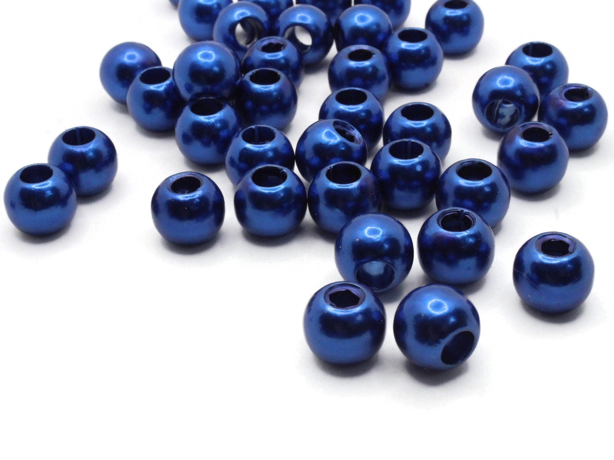 30 14mm Blue Gray Large Hole Round Plastic Beads – Smileyboy Beads