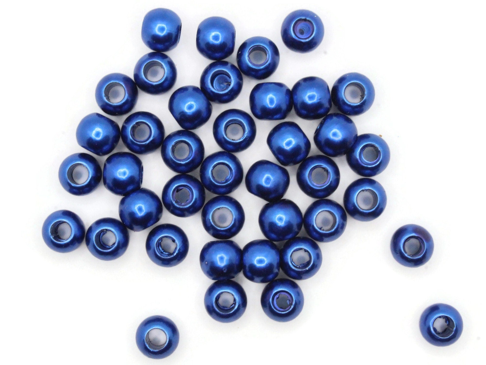 Blue Pearl Beads for Jewelry Making, 1750pcs Royal Blue Pearl Craft Bead  with Hole 4mm 6mm 8mm 10mm 12mm Loose Spacer Bead for Necklace Bracelet