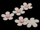 5 36mm Flower Beads White and Pink Daisy Plant Beads Large Plastic Beads Acrylic Beads to String Jewelry Making Beading Supplies