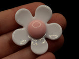 5 36mm Flower Beads White and Pink Daisy Plant Beads Large Plastic Beads Acrylic Beads to String Jewelry Making Beading Supplies