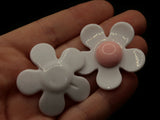 5 36mm Flower Beads White and Pink Daisy Plant Beads Large Plastic Beads Acrylic Beads to String Jewelry Making Beading Supplies