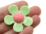 5 36mm Flower Beads Green and Pink Daisy Plant Beads Large Plastic Beads Acrylic Beads to String Jewelry Making Beading Supplies