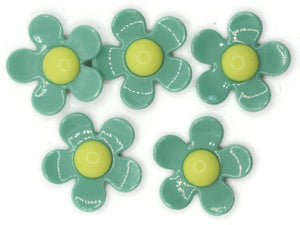 5 36mm Flower Beads Green and Yellow Daisy Plant Beads Large Plastic Beads Acrylic Beads to String Jewelry Making Beading Supplies