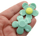 5 36mm Flower Beads Green and Yellow Daisy Plant Beads Large Plastic Beads Acrylic Beads to String Jewelry Making Beading Supplies