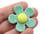 5 36mm Flower Beads Green and Yellow Daisy Plant Beads Large Plastic Beads Acrylic Beads to String Jewelry Making Beading Supplies