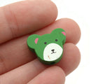 12 15mm Green Wooden Teddy Bear Beads Animal Beads Wood Beads Toy Beads Cute Beads Multicolor Beads Novelty Beads to String
