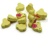 12 15mm Yellow and Pink Wooden Teddy Bear Beads Animal Beads Wood Beads Toy Beads Cute Beads Multicolor Beads Novelty Beads to String