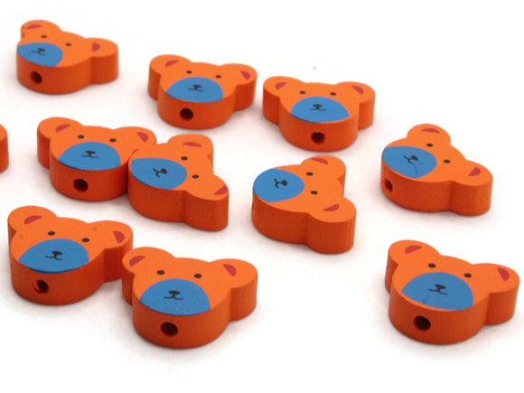 12 15mm Orange Wooden Teddy Bear Beads Animal Beads Wood Beads Toy Beads Cute Beads Multicolor Beads Novelty Beads to String