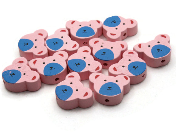 12 15mm Pink Wooden Teddy Bear Beads Animal Beads Wood Beads Toy Beads Cute Beads Multicolor Beads Novelty Beads to String
