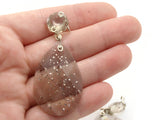 2 64mm Clear Gray with Embedded Glitter Vintage Plastic Drop Teardrop Pendant Chandelier Dangle Jewelry Making Beading Supplies
