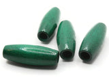 2 Inch Long Large Tube Beads Emerald Green Beads Wood Beads Wooden Beads Vintage Beads Large Hole Beads Macrame Beads