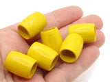 8 19mm x 15mm Yellow Beads Wood Tube Beads Vintage Beads Wooden Beads Large Hole Beads Loose Beads New Old Stock Beads Macrame Beads