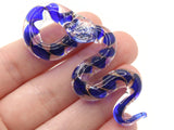 Blue Gold and Clear Spiral Glass Pendant Snake Pendant Jewelry Making Beading Supplies