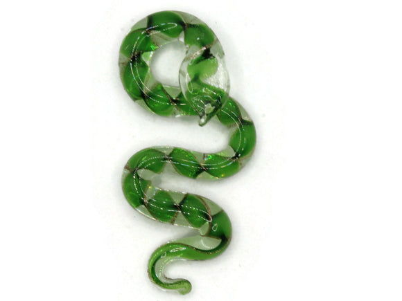 Green Gold and Clear Spiral Glass Pendant Snake Pendant Jewelry Making Beading Supplies