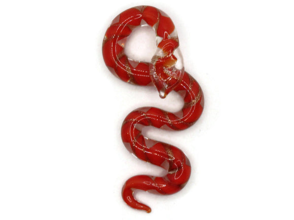 Red Gold and Clear Spiral Glass Pendant Snake Pendant Jewelry Making Beading Supplies