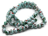 68 6mm Sky Blue with Red and Green Splatter Paint Smooth Round Beads Glass Beads Jewelry Making Beading Supplies Loose Beads to String