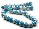 40 10mm White with Sky Blue Splatter Paint Beads Smooth Round Beads Glass Beads Jewelry Making Beading Supplies Loose Beads to String