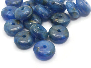 23 14mm Swirling Blue Vintage Plastic Rondelle Beads  Jewelry Making Beading Supplies Loose Beads to String