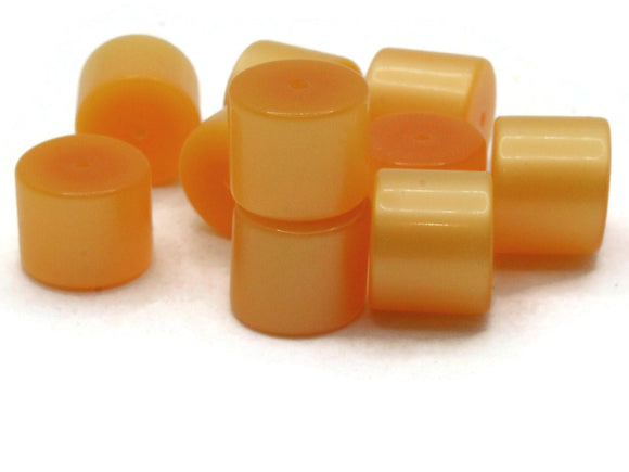 10 10mm Orange Tube Beads Vintage Moonglow Lucite Beads Loose Beads Jewelry Making Beading Supplies Lightweight New Old Stock Beads
