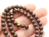 68 6mm Brown and Gold Splatter Paint Beads Smooth Round Beads Glass Beads Jewelry Making Beading Supplies Loose Beads to String